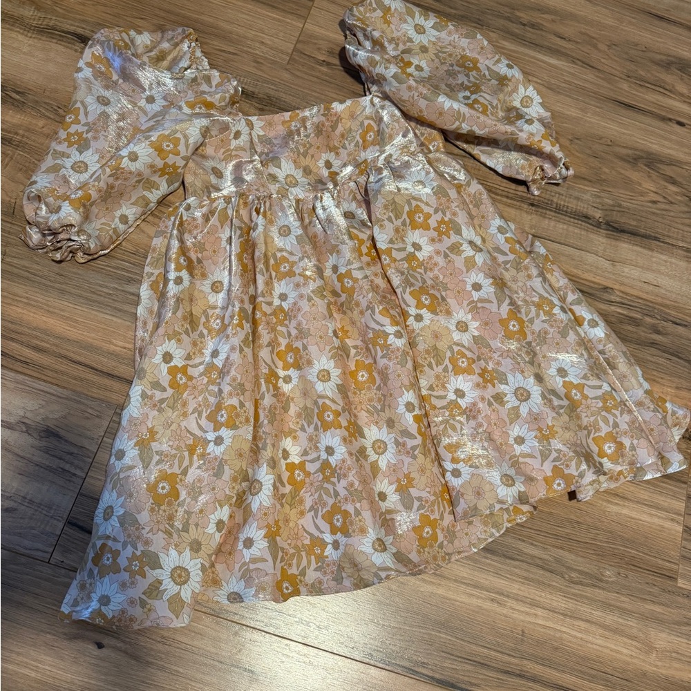 Storia Beige and Gold Floral Dress